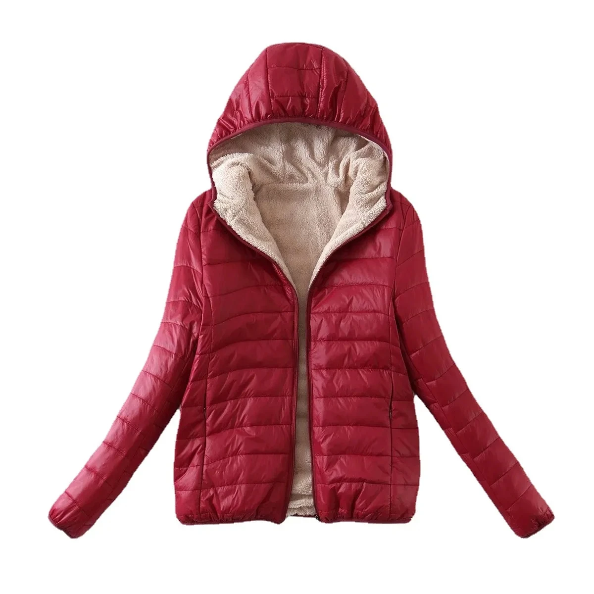 202Women's Jacket Cotton New In Korean Fashion Hooded Slim Add Plush Parkas Keep Warm Winter Women's Cold Coat Solid Casual Tops