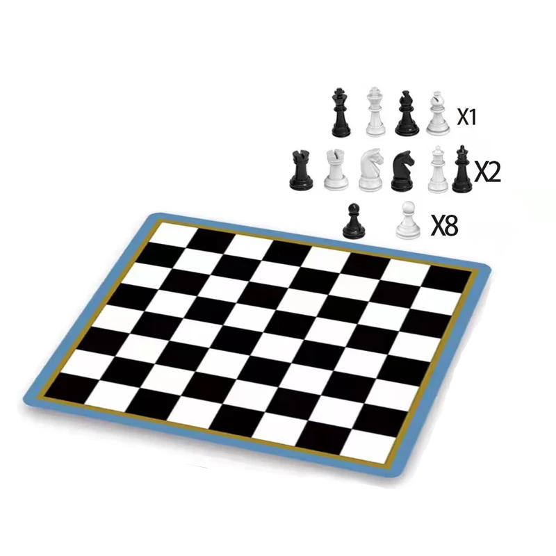 6.3 inch chess set, equipped with plastic film chessboard and portable metal box chessboard game, adult and child tabletop game 3