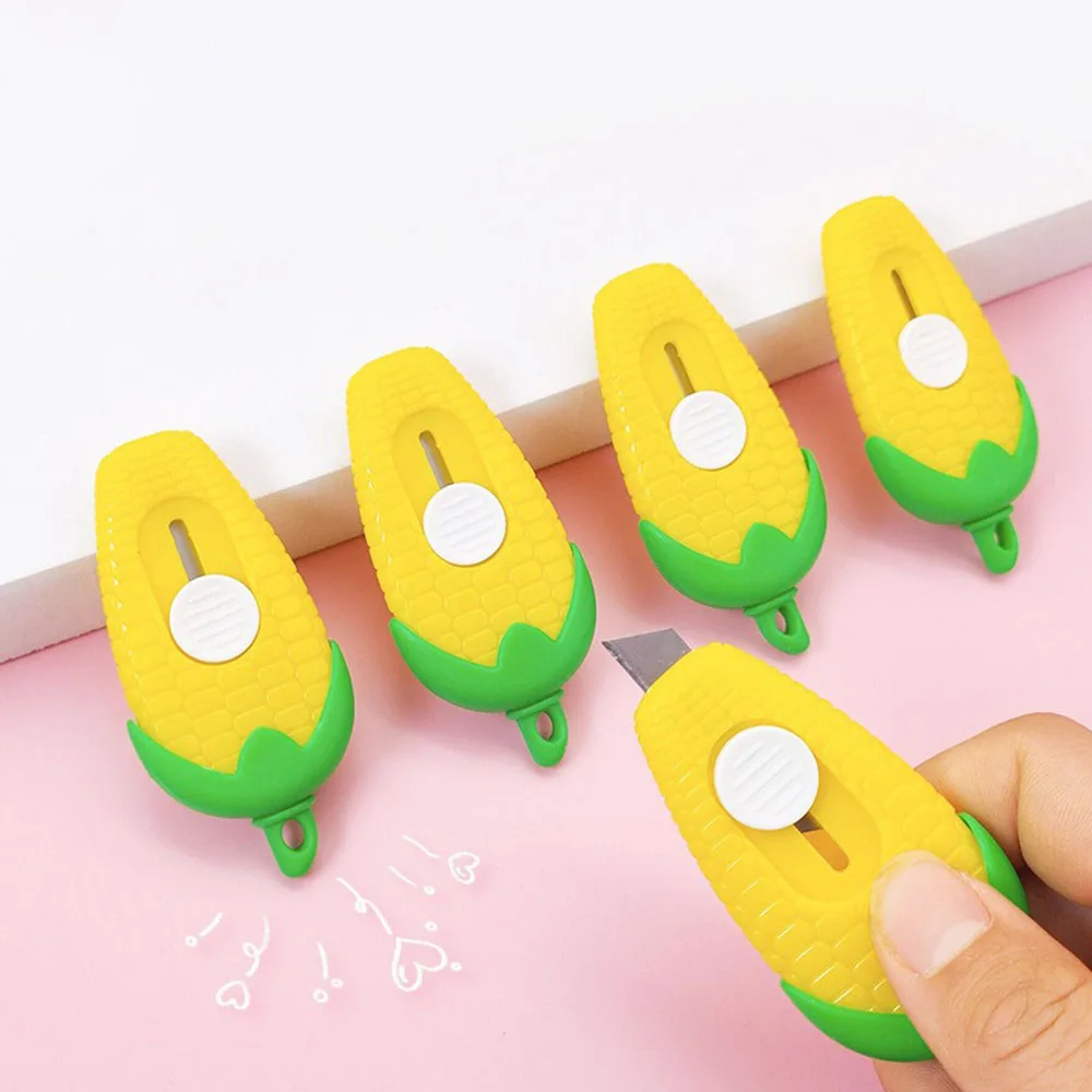 Cuter Mini Cartoon Maize Utility Box Cutter Letter Opener Art Paper Cutter Kawaii Stationery Knif 1/3/5Pcs
