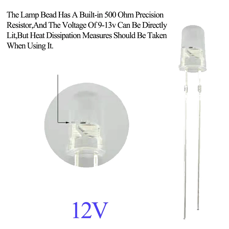20pcs Dc 12v 5v 5mm 3mm Led 슈퍼 밝은 따뜻한 흰색 빨간색 파란색 모델 자동차 대시 보드 표시 등 저항과 다이오드를 방출