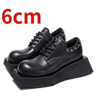 European/American High End Fashion Show Design Derby Shoes for Men's Increase 6cm Genuine Leather Casual Height Increasing Shoes 1