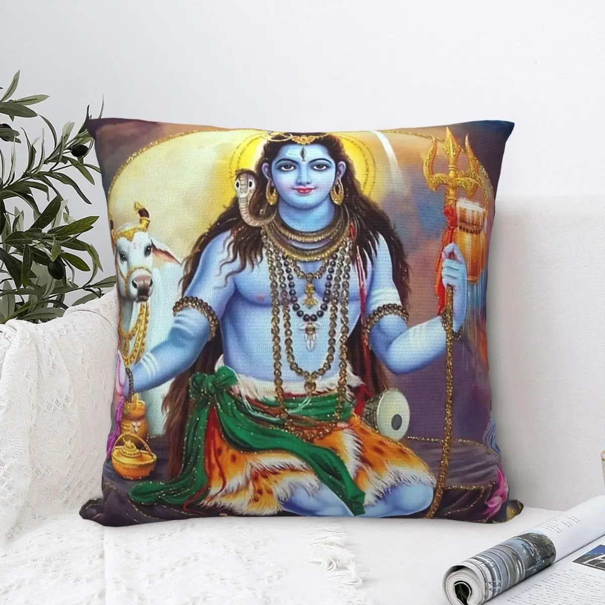 

Classic Polyester Cushion Cover Hindu India God Indian Gods Lord Shiva Home Garden Decorative Coussincase Throw Pillowcase