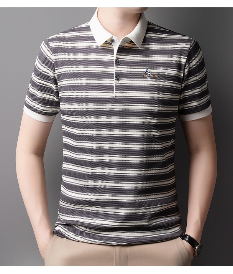 Light luxury striped color blocked short sleeve polo shirt men fashion luxury brand exquisite embroidery summer casual T-shirt 16 S6aa825464c0745ae96a411514f227cbfV
