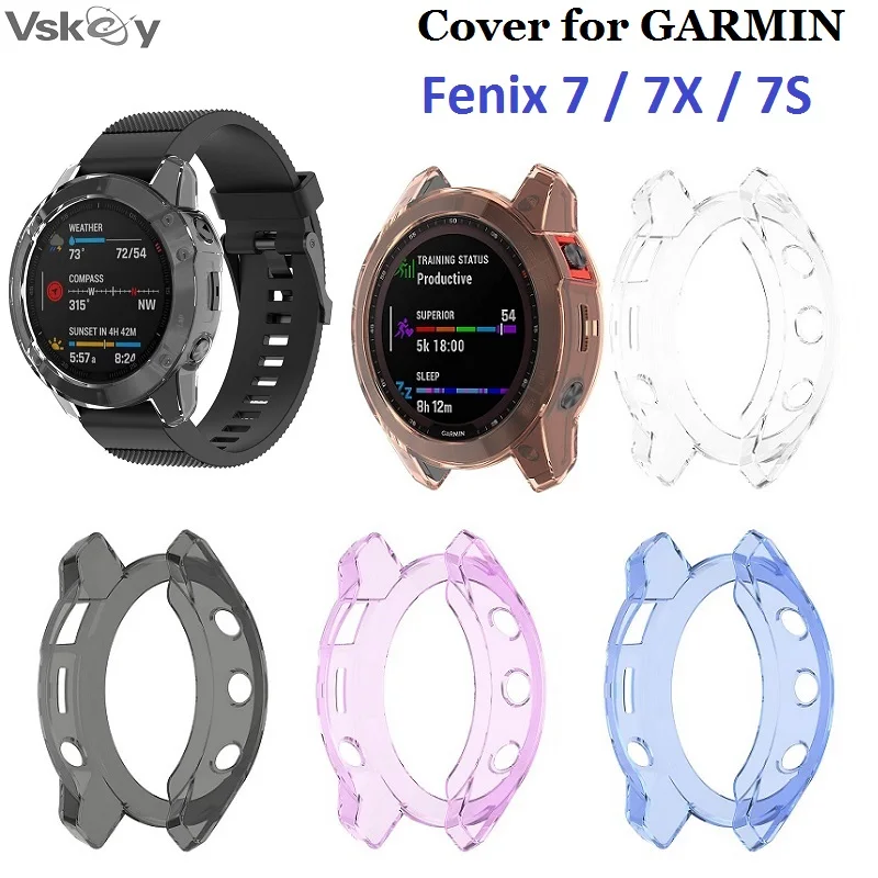 

10PCS Protective Case for Garmin Fenix 7 7S 7X Sapphire Solar Smartwatch Soft TPU Bumper Shock-Proof Cover Protector Shell