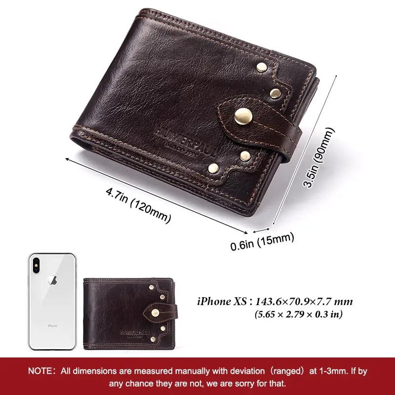 LAREET Genuine Leather Men's Slim Minimalist Wallet with ID Window and Coin Pocket