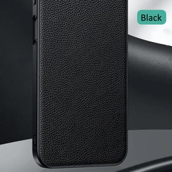 Litchi Lichee Pebbled Genuine Leather Slim Back Case with Camera Protector for Huawei Nova 15 Ultra (Black)