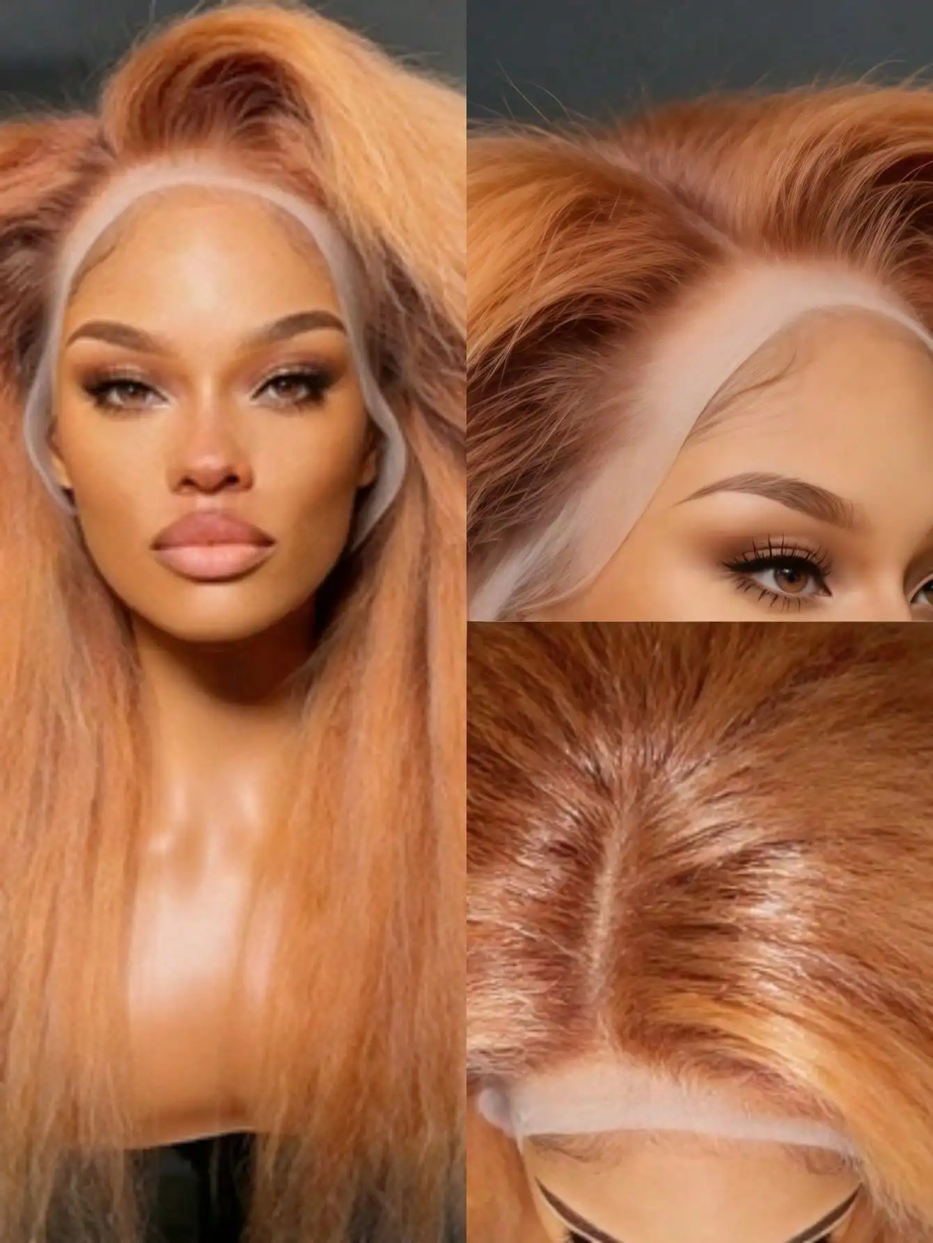 13×4 HD Transparen Kinky Straight Ombre Honey Blonde 200% Yaki Straight Lace Frontal Wigs Human Hair 4/27 Pre Plucked for Women 5
