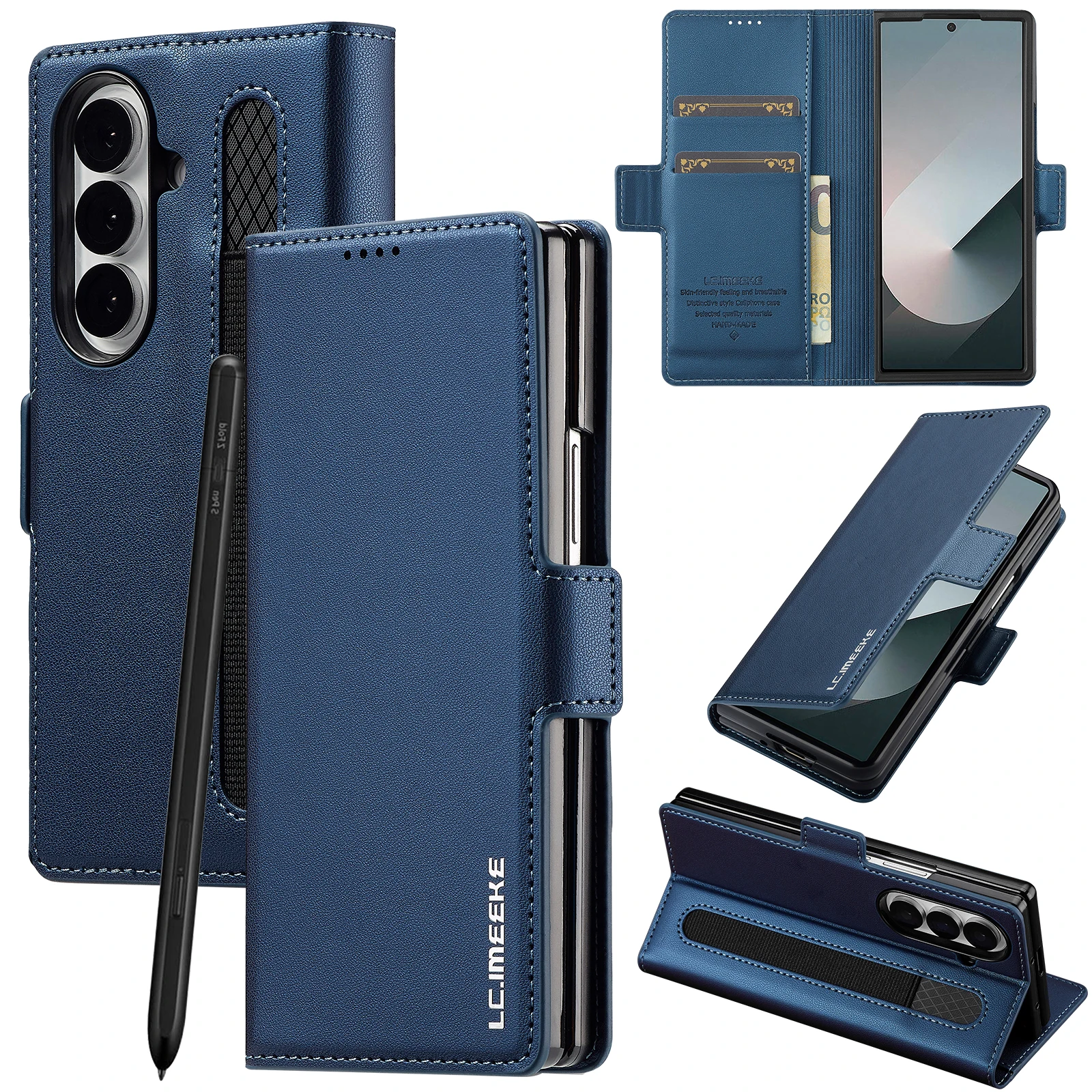 Luxuriöse Leder-Handyhülle für Samsung Galaxy Z Fold 7, 6, 5, 4, 3, Abdeckungshalter, modische Karte, Funda-Hüllen – Detail 2