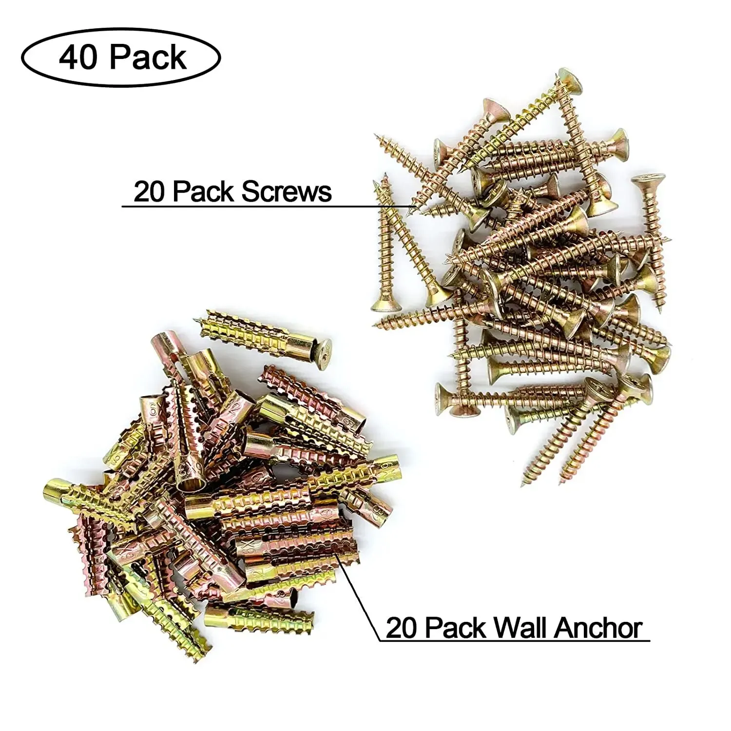 Steel Wall Anchor Heavy Duty with Screws 20/30/40Pcs Tree Shaped for Concrete Hollow-Wall and Wooden