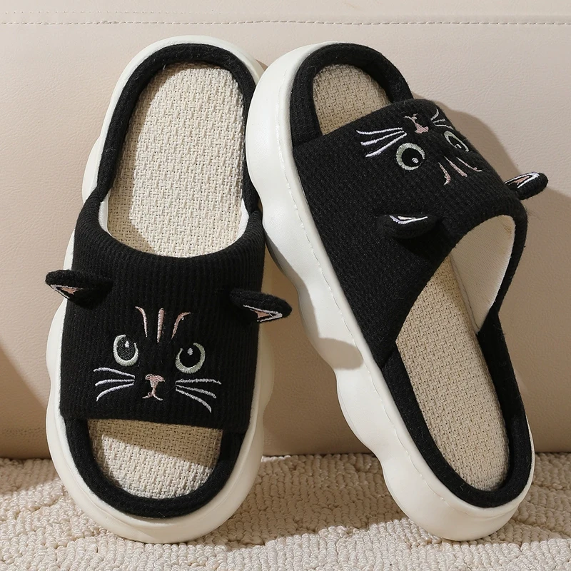 Cotton Linen Non Slip Breathable Slippers for Women