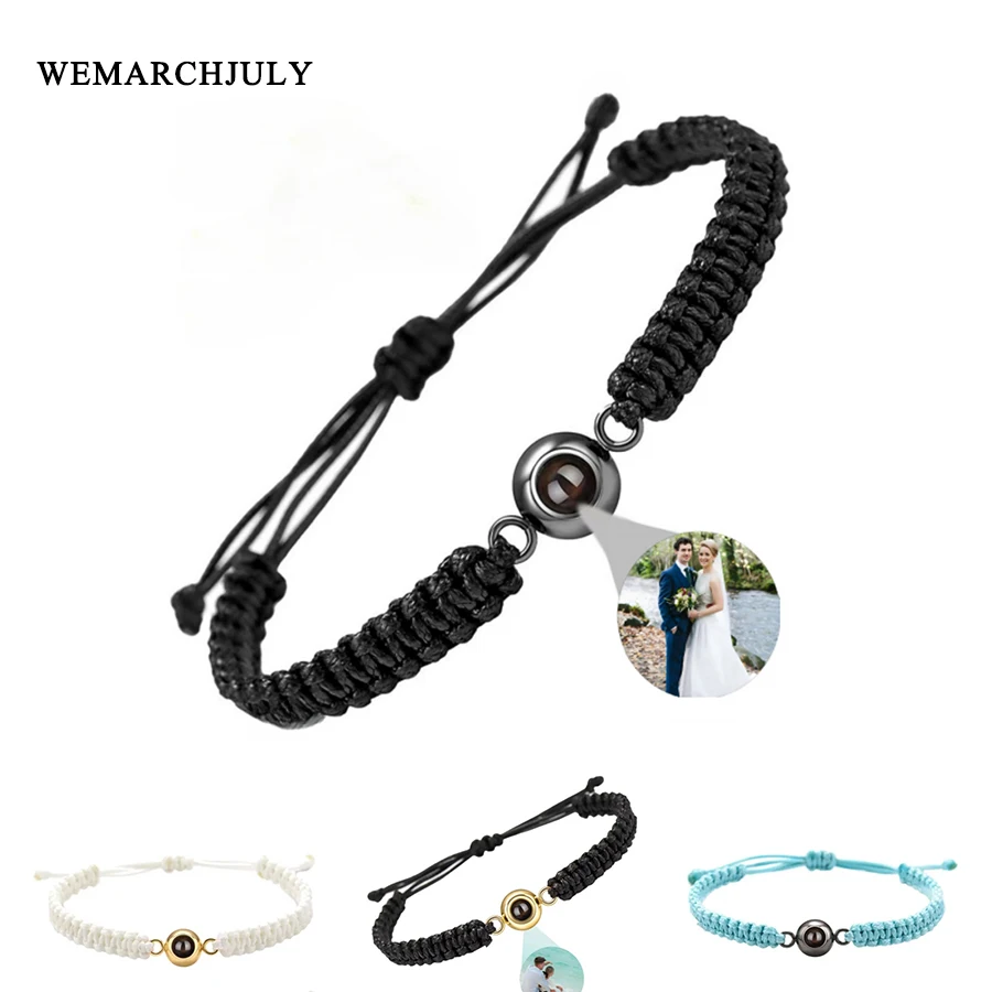 

Цветной Плетеный проекционный браслет, индивидуальный проекционный браслет с фотографией, подходит для женщин/мужчин, подарки на день рождения и Рождество