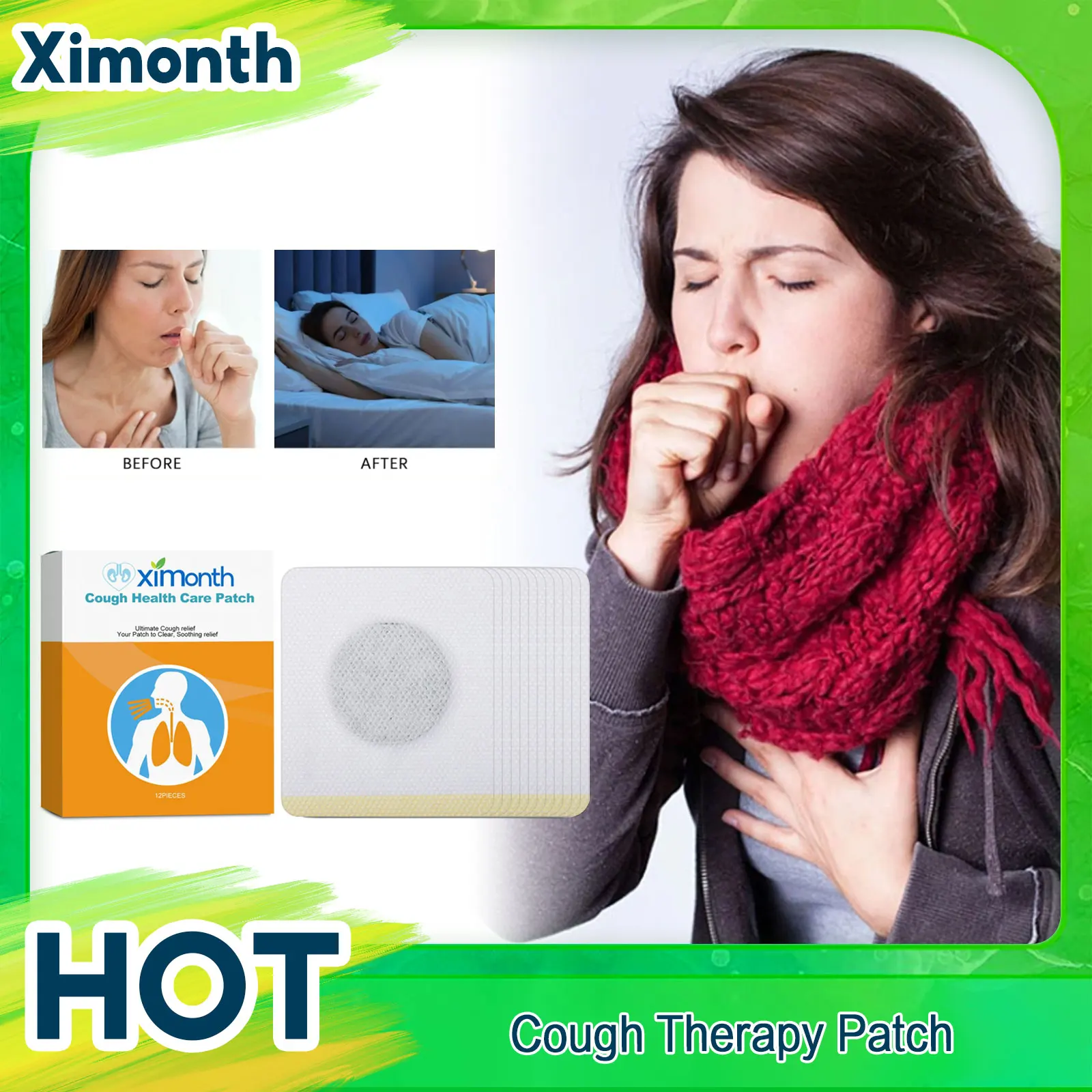 Stop Coughing Patch Treat Bronchitis Asthma Relief Pharyngitis Sore Throat Treatment Lung Protect Medicine Anti-Cough Plaster pain relief plaster