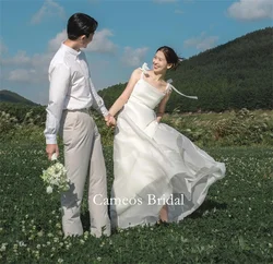 SONDR Korea Ivory Spaghetti Straps Corset Wedding Dress Custom Made  Bride Dress Organza 웨딩드레스 Ruched Long Wedding Gown Bridal