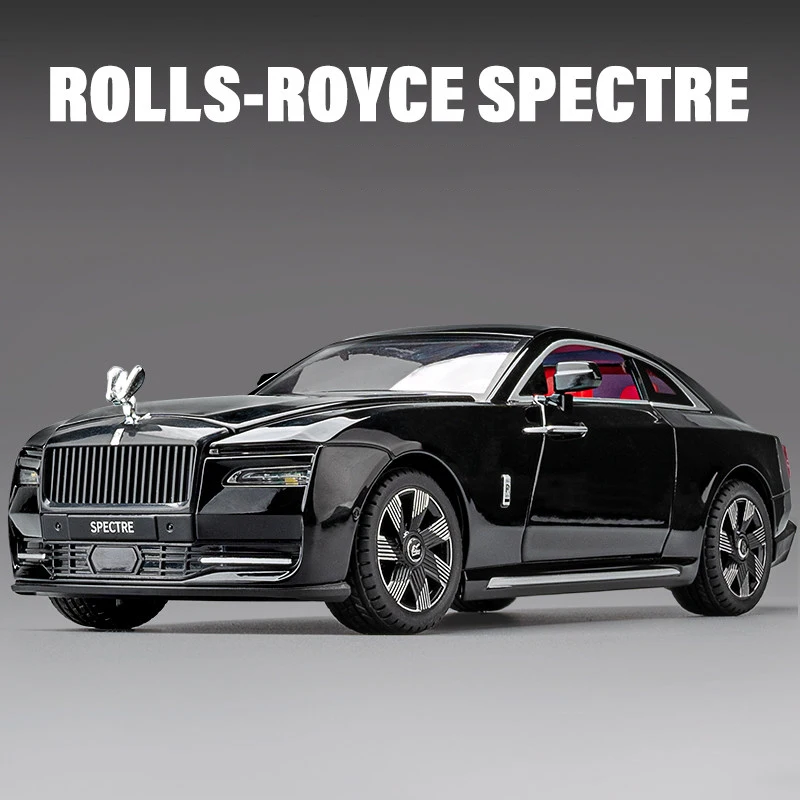 

Модель автомобиля из сплава в масштабе 1:24 Rolls-Royce Spectre, игрушечный автомобиль из литья под давлением, со звуком и фотомагнитом, игрушечный автомобиль для детей