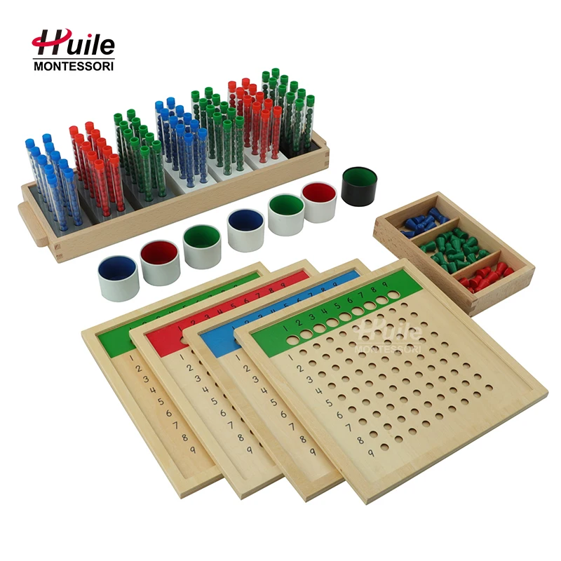 Montessori Baby Toys Material Wooden Math Beads Long Division Colorful Teaching Aids Puzzle Games School Using Toys for Children