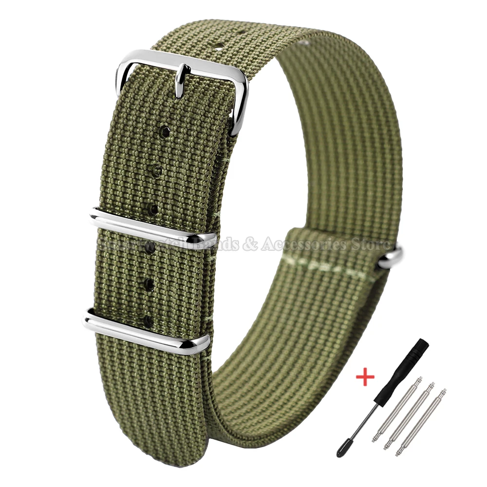 Ribbed Nylon Military Sport Watch Strap - Universal Wrist Band