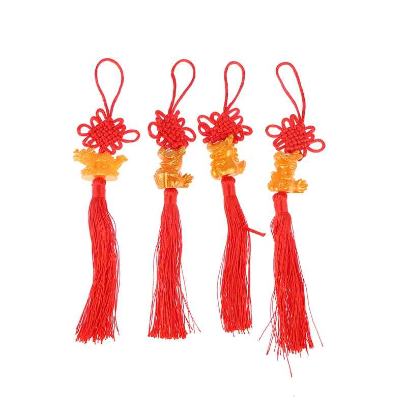

1PC Home Car Hanging Ornaments 30-32cm 2024 Year Of The Dragon Gold Zodiac Dragon Chinese Knot Pendant Mascot
