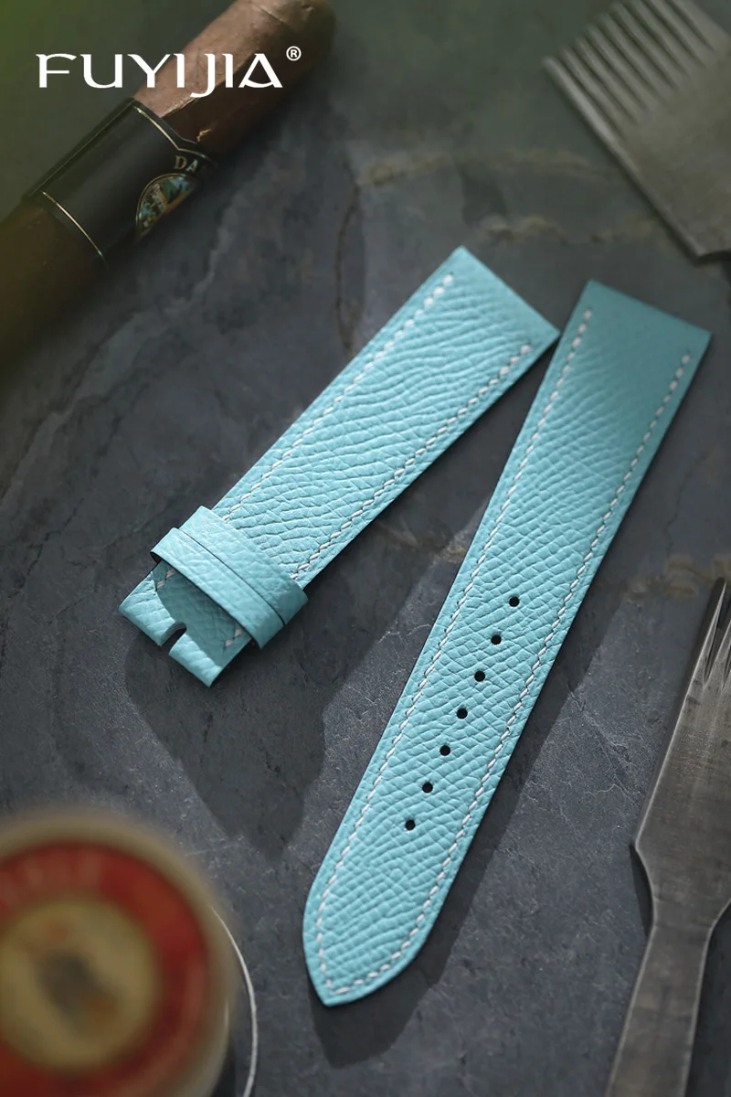 FUYIJIA 소프트 엡섬 가죽 스트랩, 마스터 수제 맞춤형 브랜드 시계, 대체 스트랩, 방수 정품 소가죽 벨트, 10mm ~ 26mm 