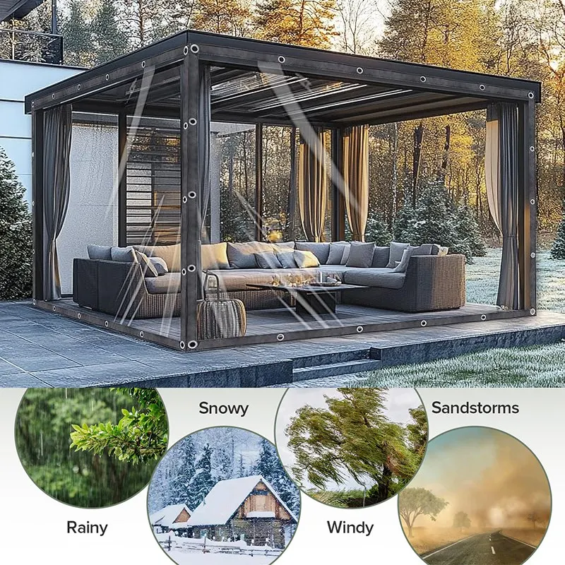 Anpassbares, transparentes, wasserdichtes PVC-Tuch, verdickte, klare Plane, robuste Leinwand, regensicherer Segel-LKW-Regenschutz für den Außenbereich – Detail 10