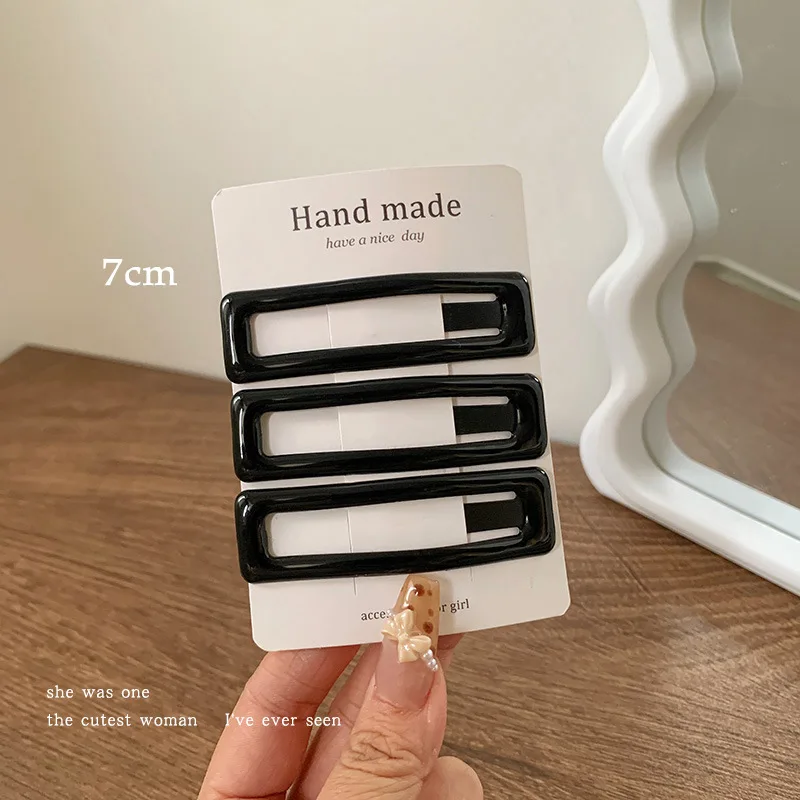 3 teil/beutel Frau einfache schwarze BB Clips Pony Haarnadeln Damen Seite Haars pangen Mode Mädchen Haarschmuck Haar griff Haars pangen – Detail 12