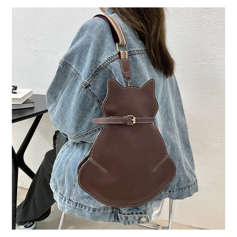 

Cute Cat Bag 2023 New Crossbody Bag Fashion Leather Retro Chest Bag Personality Shoulder Export Women's Bag