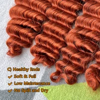Mèches Ondulées Profondes Couleur Gingembre Orange, 100% Cheveux Humains Non Traités, Cheveux Vierge Bruts Vietnamiens Colorés, Extensions en Mèches 1/3/4 5