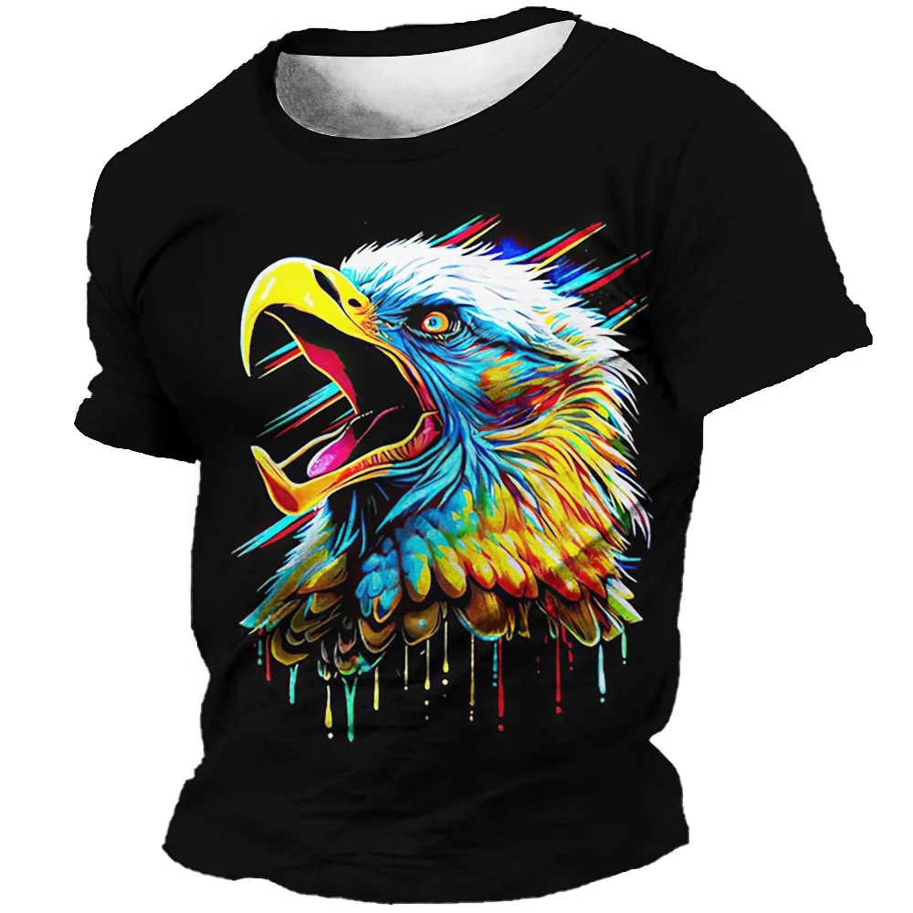 

Модные летние футболки, футболка с 3D принтом орла, мужские топы, футболки, уличная одежда с коротким рукавом, большие размеры
