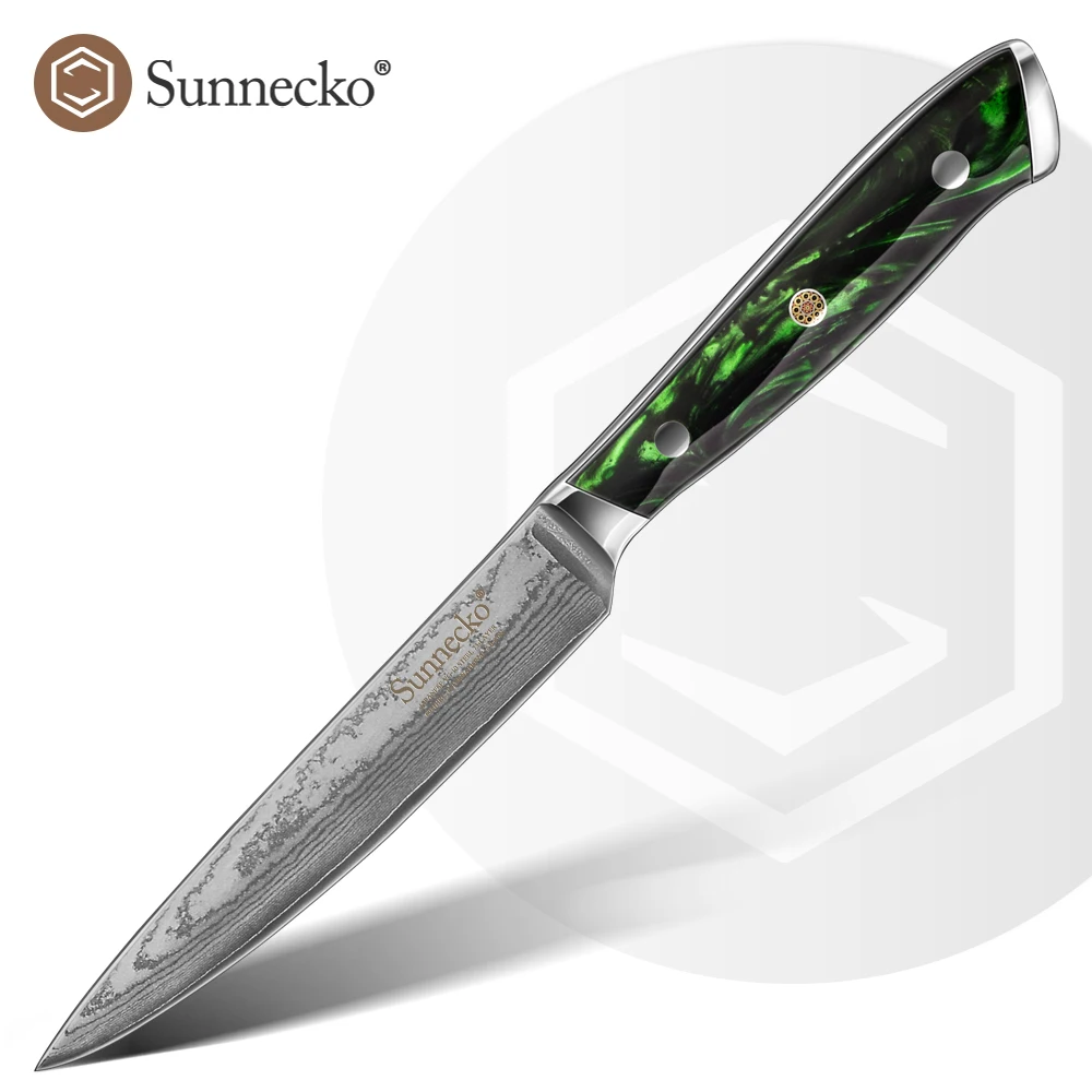 

Sunnecko 5'' Utility Knife Kitchen Knives VG10 Damascus Steel Blade Sharp Fruit Cutting Paring Peeling Knives Gift Box Tools