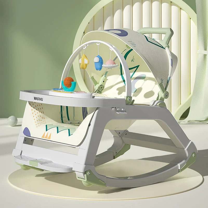 Baby rocking chair multi-function cradle newborn sleeping artifact with baby household multi-purpose rocking bed