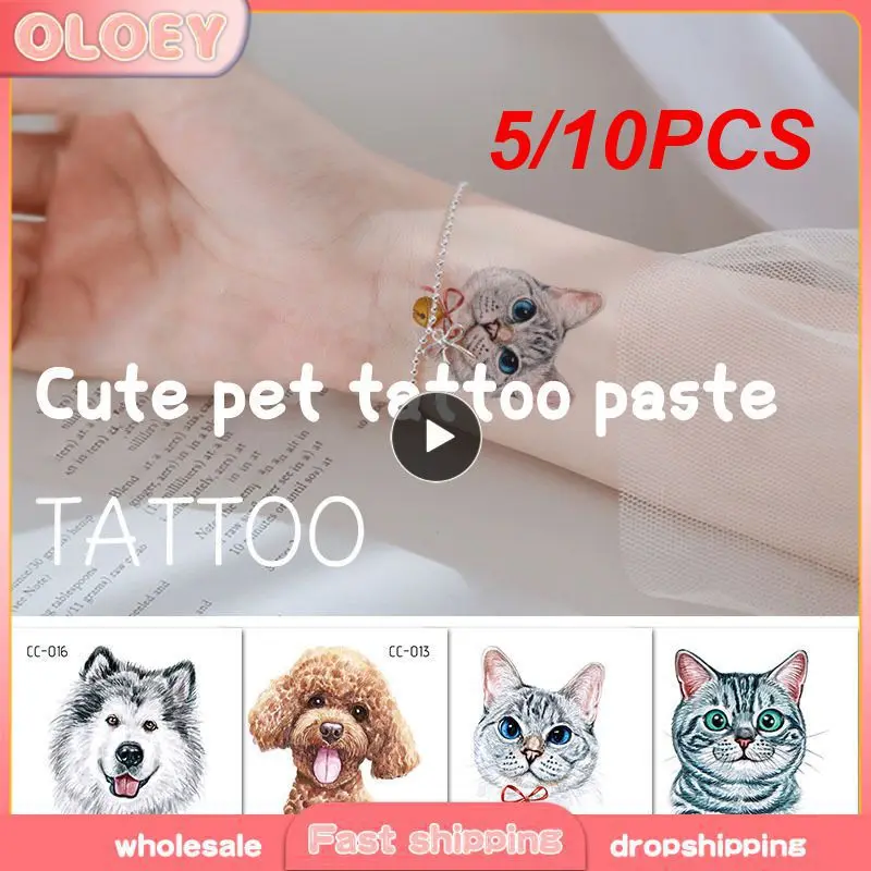 

5/10 шт., водостойкие временные тату-наклейки в виде животных