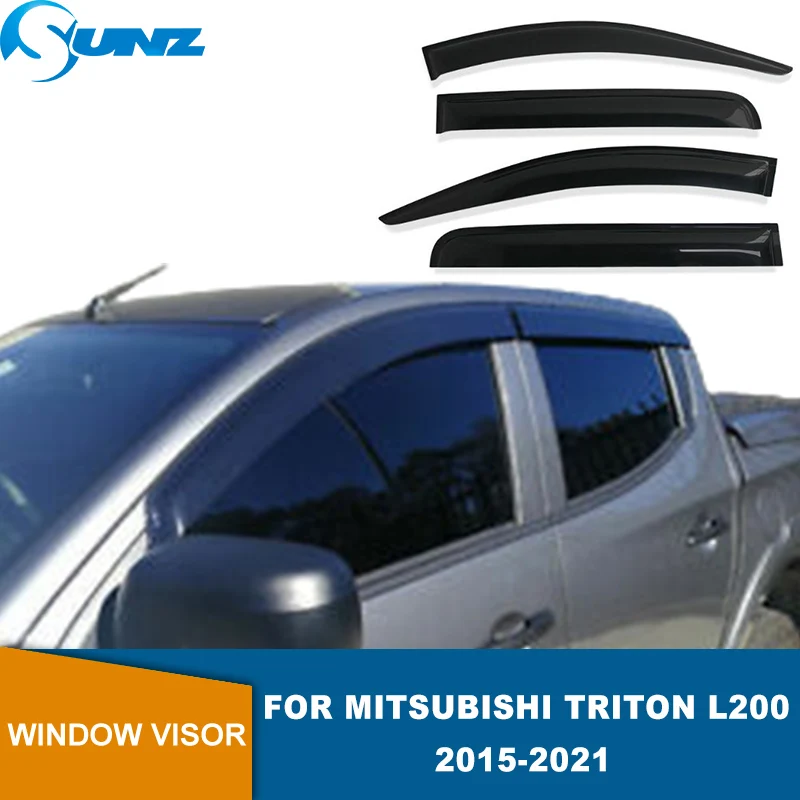 Door Visor For Mitsubishi Triton MQ MR L200 2015 Side Window Deflectors Sun Rain Guard SUNZ car window visor,car window deflectors