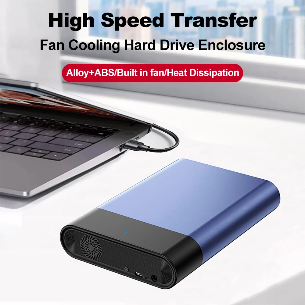 USB 3.1 HDD 외장 케이스 3.5인치 SATA SSD 외장 하드 드라이브 케이스 내장 팬 5Gbps 전송 속도 알루미늄 합금 하드 디스크 박스