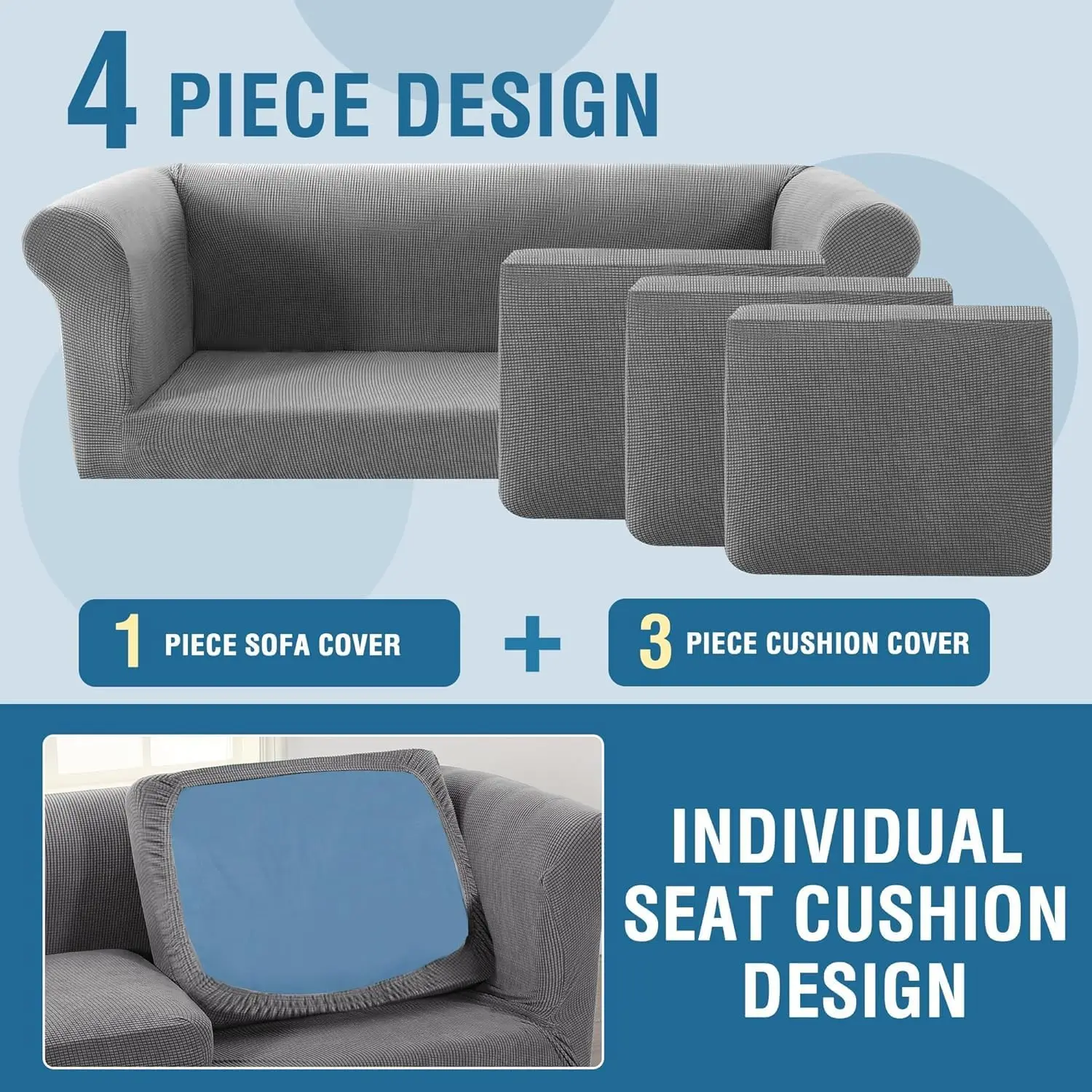 Stretch Jacquard Spandex Sofa Cover With Sofa Cushion Covers Non-Slip Sofa Slipcovers for Living Room Furniture Protector 3