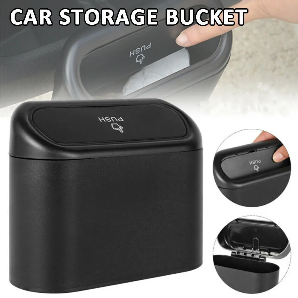 Black ABS Car Trash Bin Square Hanging Vehicle Garbage Storage Box