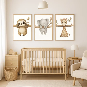 Cute Animal Wall Art Set (3-Piece) 1