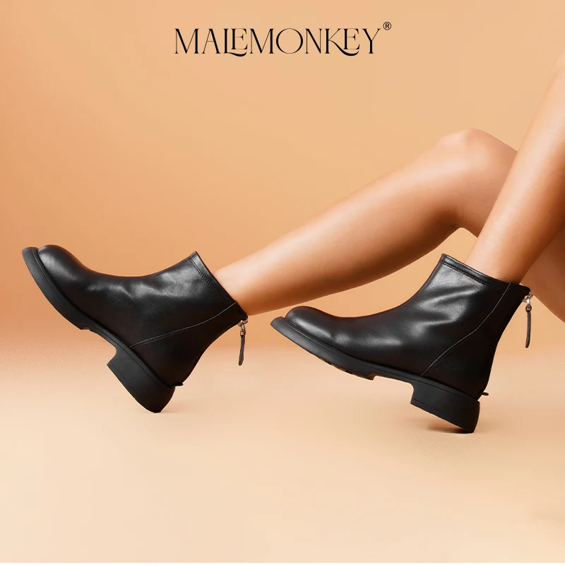 

Designer Boots Women Cow Leather Chelsea Boots New 2022 Autumn High Qualtiy Round Toe Zipper Non-slip Ladies Shoes Handmade