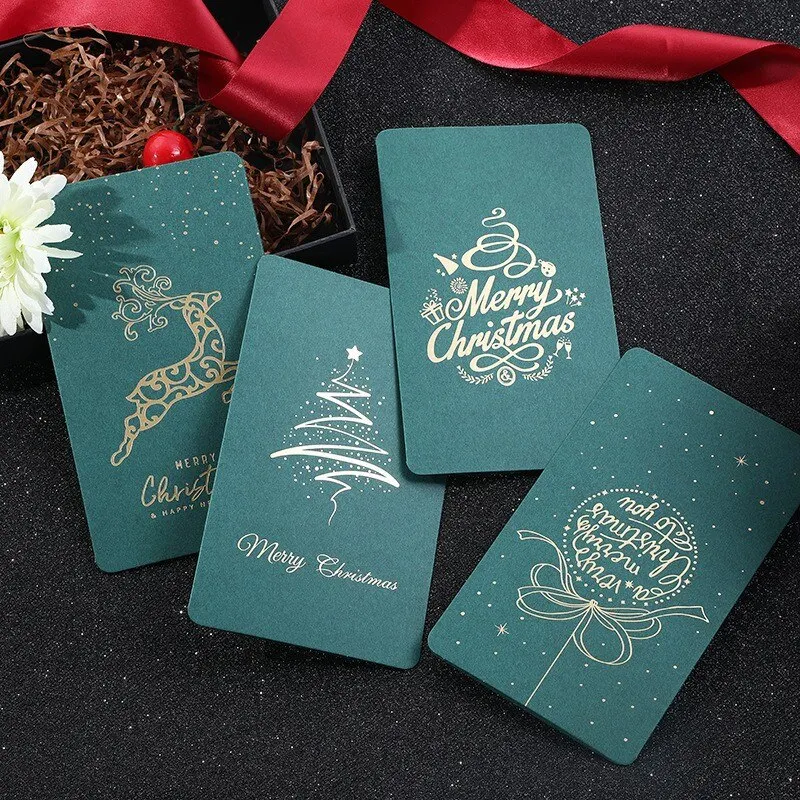 4Set Christmas Greeting Cards Santa Claus Snowman Blessings Half-fold Gift Cards Envelopes with Stickers Christmas Decoration greeting cards christmas greeting cards