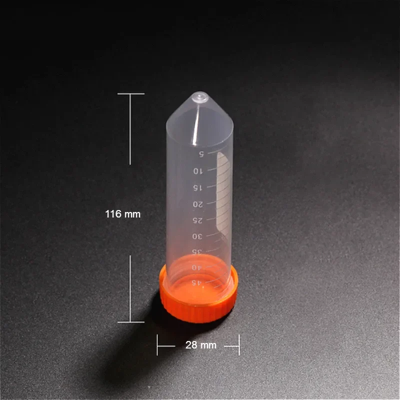 Centrifuge Tube Sample EP Tube 50 ml With Clear Scale Bottom Tip Plastic Test With Screw Cover 50 / PK
