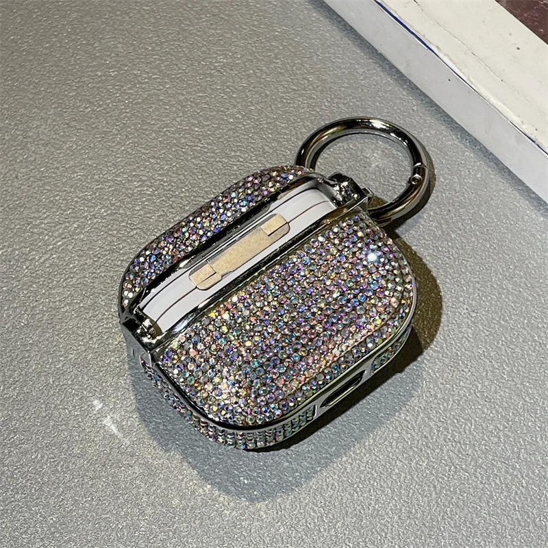 Deluxe Plated Sparkling Diamond Bluetooth Headphone Case with Keychain - Shockproof Earphone Cover