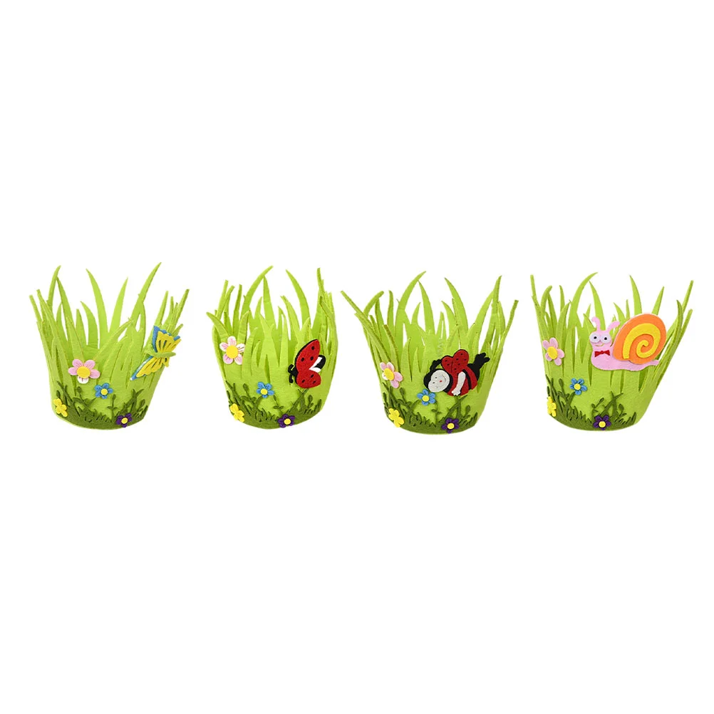 4Pcs Easter Colorful Baskets Non Woven Fabrics Candy Baskets Small Fabric Basket Storage EasterDecoration 5