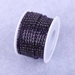 Elegant Gold Rhinestone Trim with Crystal Accents - 10Yard (Amethyst)