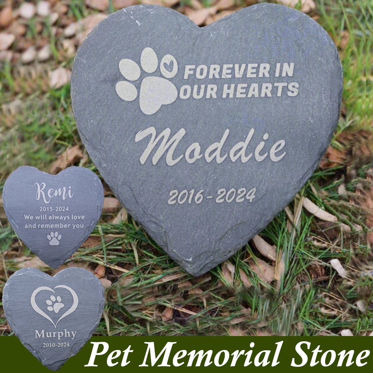 Personalized Pet Memorial Stone Pet Loss Gift Heart Shape Dog Cat Memorial Garden Stone Grave Marker Plaque Tombstone dog memorial statue