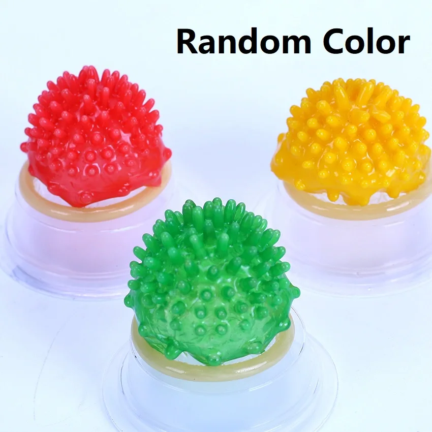 1PC Dotted Condoms Sex Toy Random Color Passionate Vaginal G-Spot Stimulation Sex Accessories Lubricated Orgasm Penis Sleeve 18+ 2