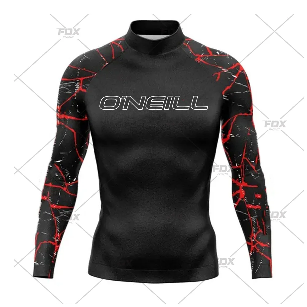Oneill Men's Surfing Long Sleeve Surf Shirt Rashguard UV Protection Beach Sunwear Swimwear UPF Gym Clothes