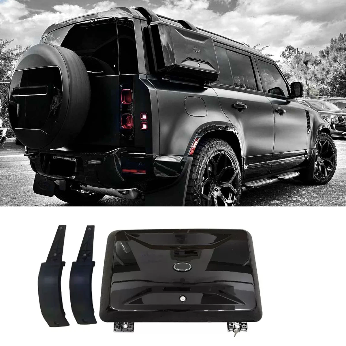 

Exterior Mounted Gear Carrier Side Toolbox Storage Box with Lock fits for Land Rover Defender 110 2020-2023 2024