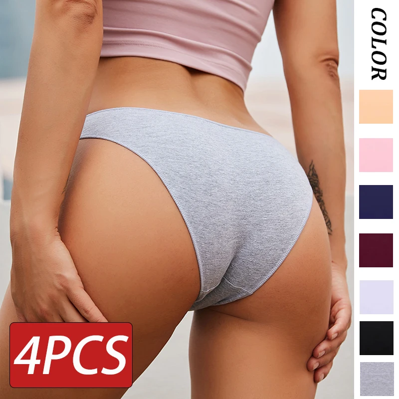 

4PCS/Set Women's cotton briefs Sexy Low Waist Female Underpants Elasticity Comfortable Underwear Women's panties Lingerie M-XXL