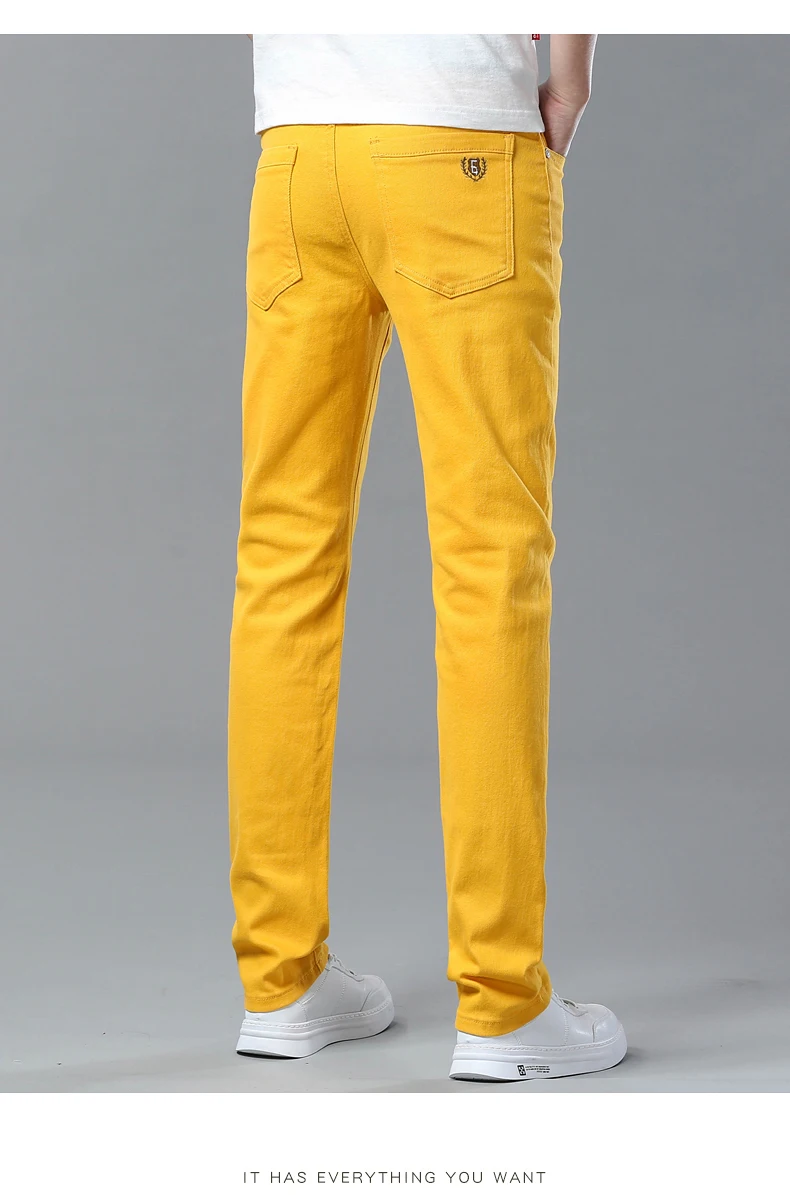 Männer Einfarbig Bunte Casual Hosen Frühling Herbst Business Gerade Stretch Hosen Schlank Mode Männlichen Hosen Rot Gelb Rosa – Detail 9