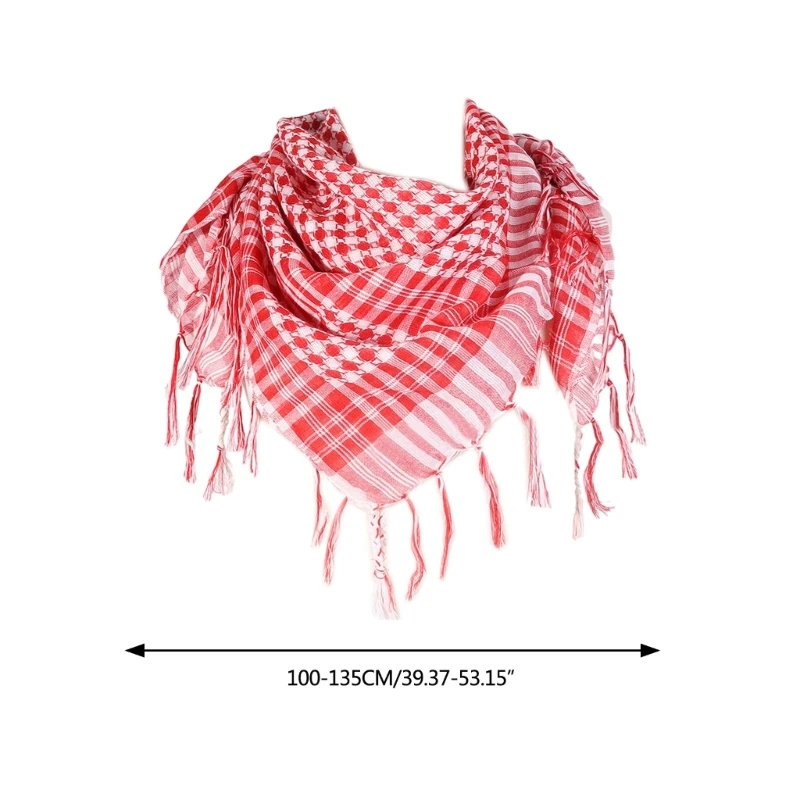 Ethnic Keffiyeh Head Scarf Fringed Arafat Hijab Shemagh Scarf Arabian Face Cover Dustproof Headwrap