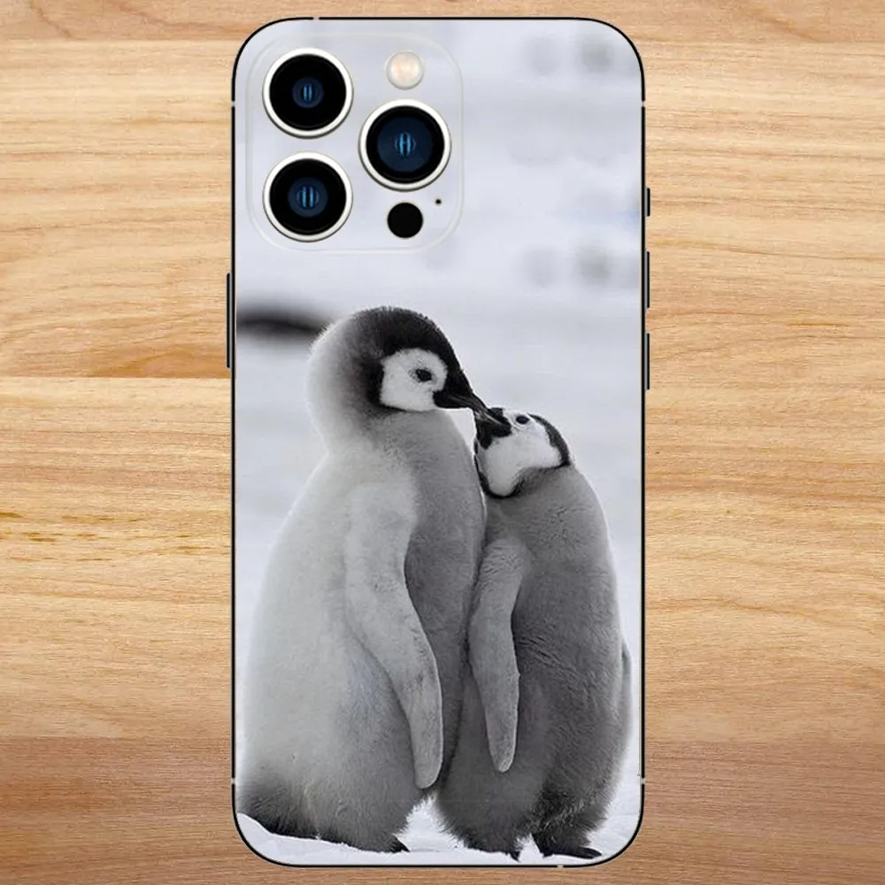 Lovely Penguin Phone Case For iPhone15,14,13,12,11,Pro,Max,Plus,Mini,X,XS,XR,8,7,6,S,Plus,SE Soft Black Case