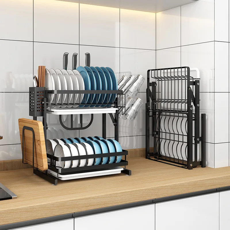 Modern Drain Dish Rack - Free Punching Dish Drying Rack For